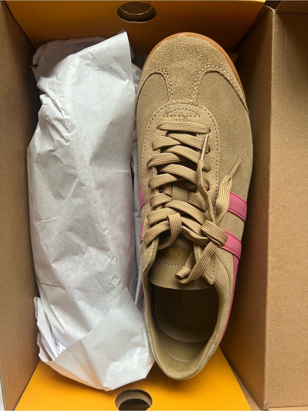 Gola Bullet Suede Trainers Light Caramel Fluro Pink Women's Size US 9 / EU 40 NE